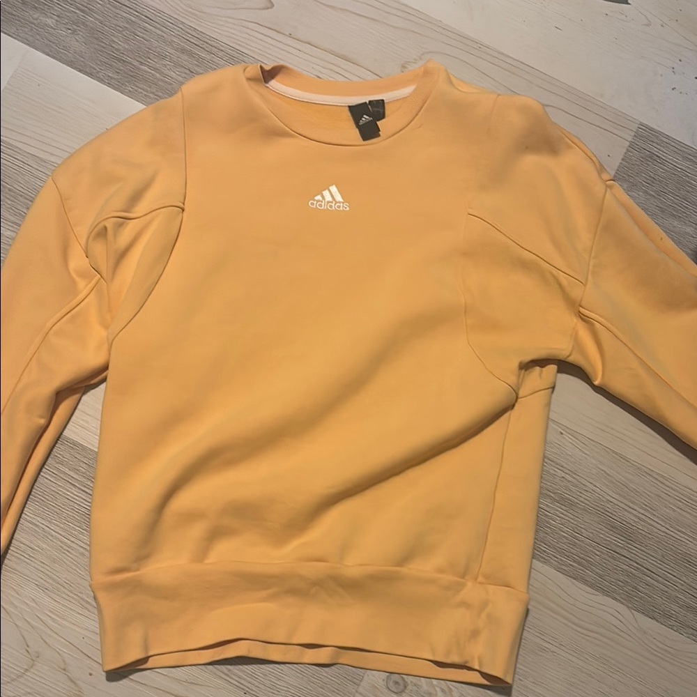 Adidas Orange Crewneck Sweater with Classic Pullover Design